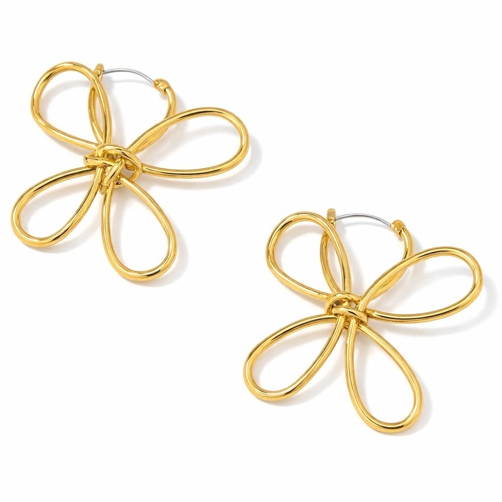 Gold Flower Wire Earrings (9018)